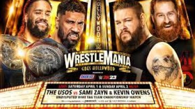 Sami Zayn and Kevin Owens vs The Usos - WWE Wrestlemania 39 Highlights